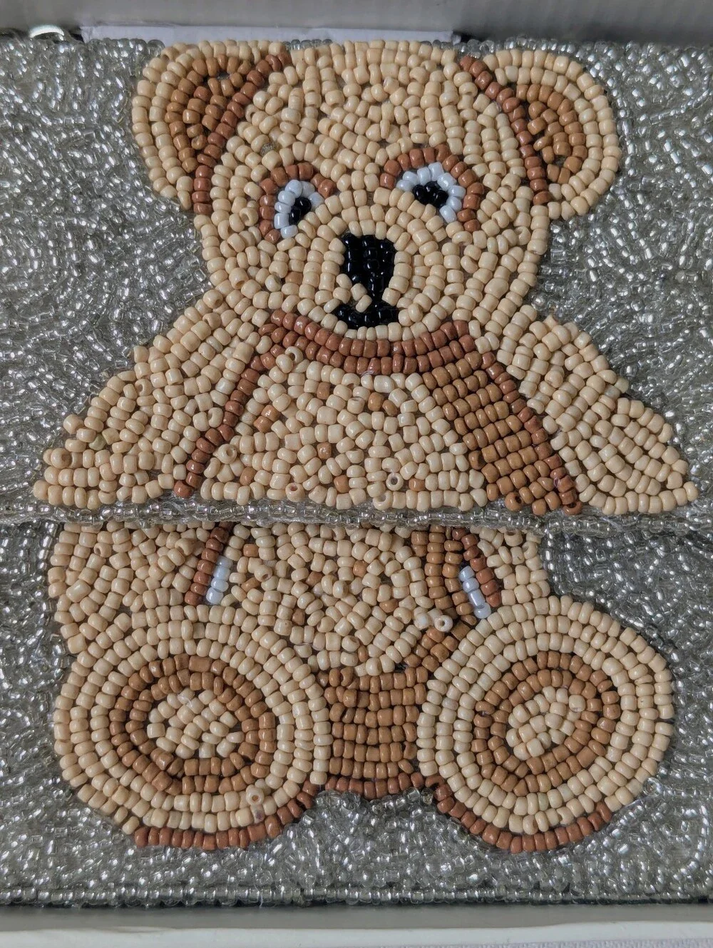 NWT Rachel Zoe Beaded Teddy Bear 3 Pc Set Clutch & Card Case Keyholder